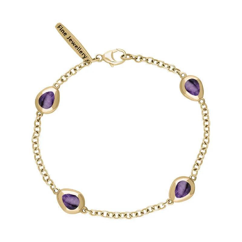 18ct Yellow Gold Blue John Oval Cross Detail Four Stone Bracelet sold by Jura Watches product image thumbnail 2