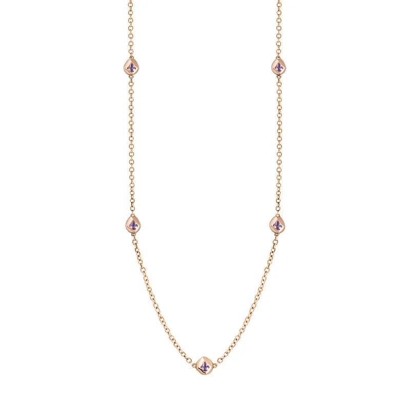 18ct Rose Gold Blue John Fleur De Lis Link Disc Chain Necklace sold by Jura Watches
