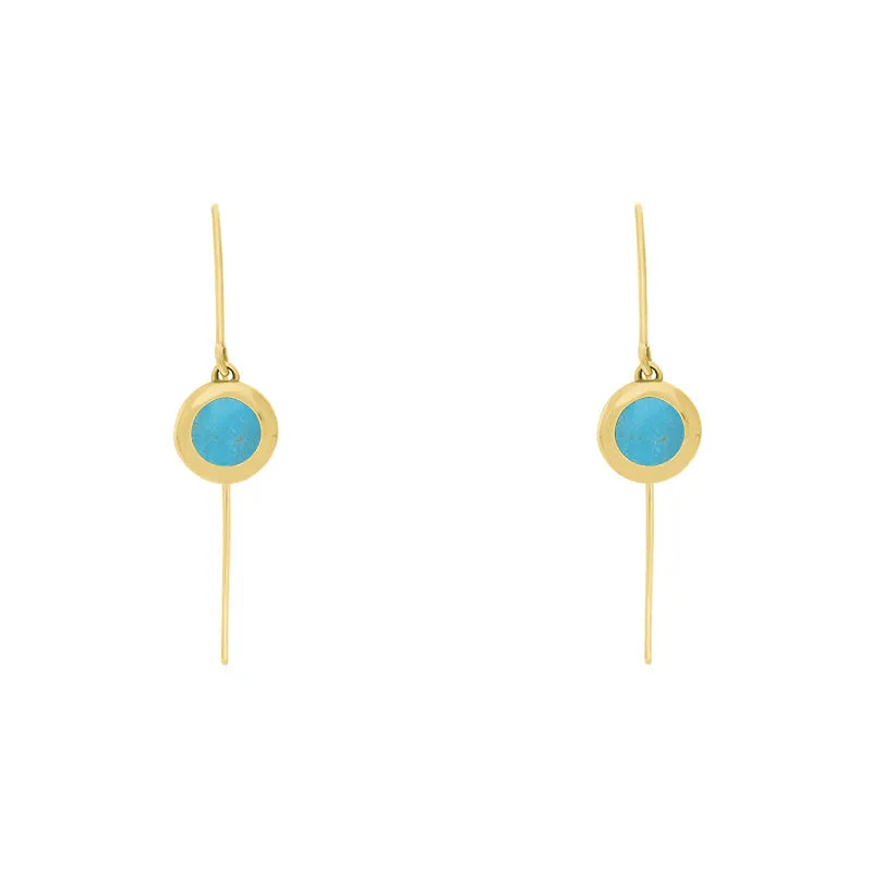 18ct Yellow Gold Turquoise Heart Disc Drop Earrings sold by Jura Watches product image thumbnail 2