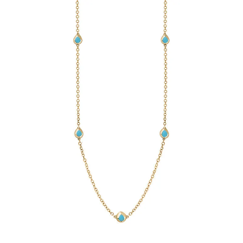 18ct Yellow Gold Turquoise Fleur De Lis Link Disc Chain Necklace sold by Jura Watches product image thumbnail 2