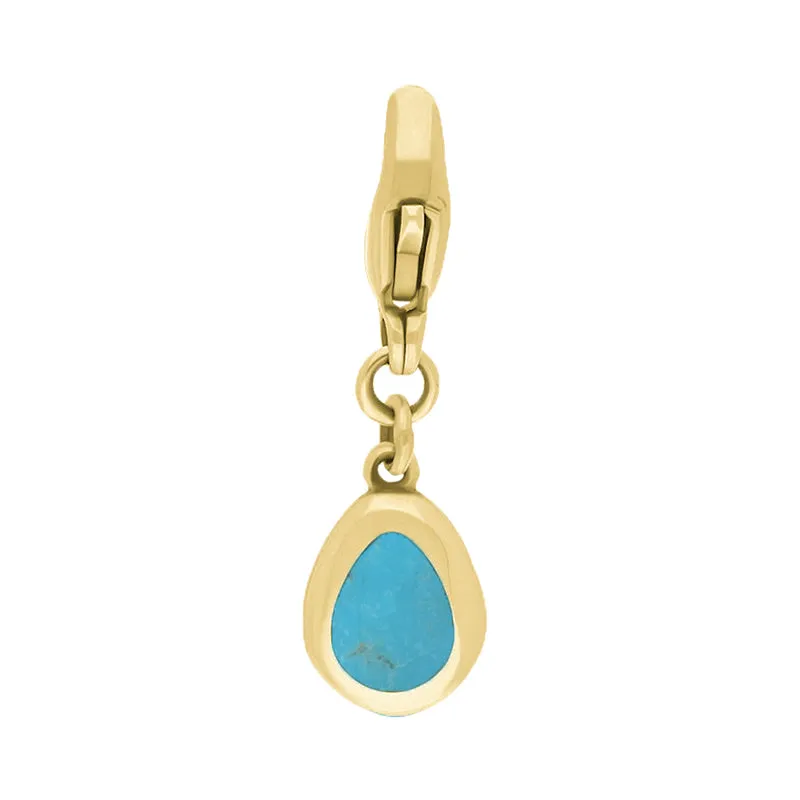 18ct Yellow Gold Turquoise Pear Shaped Fleur De Lis Clip Charm sold by Jura Watches product image thumbnail 2