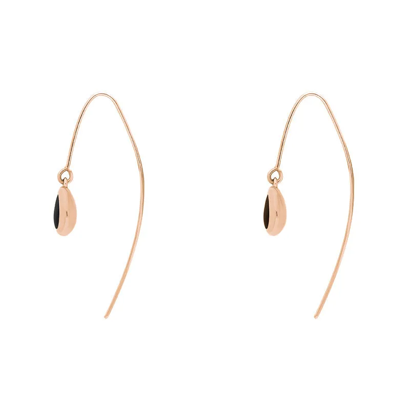 9ct Rose Gold Whitby Jet Cross Disc Drop Earrings sold by Jura Watches product image thumbnail 3