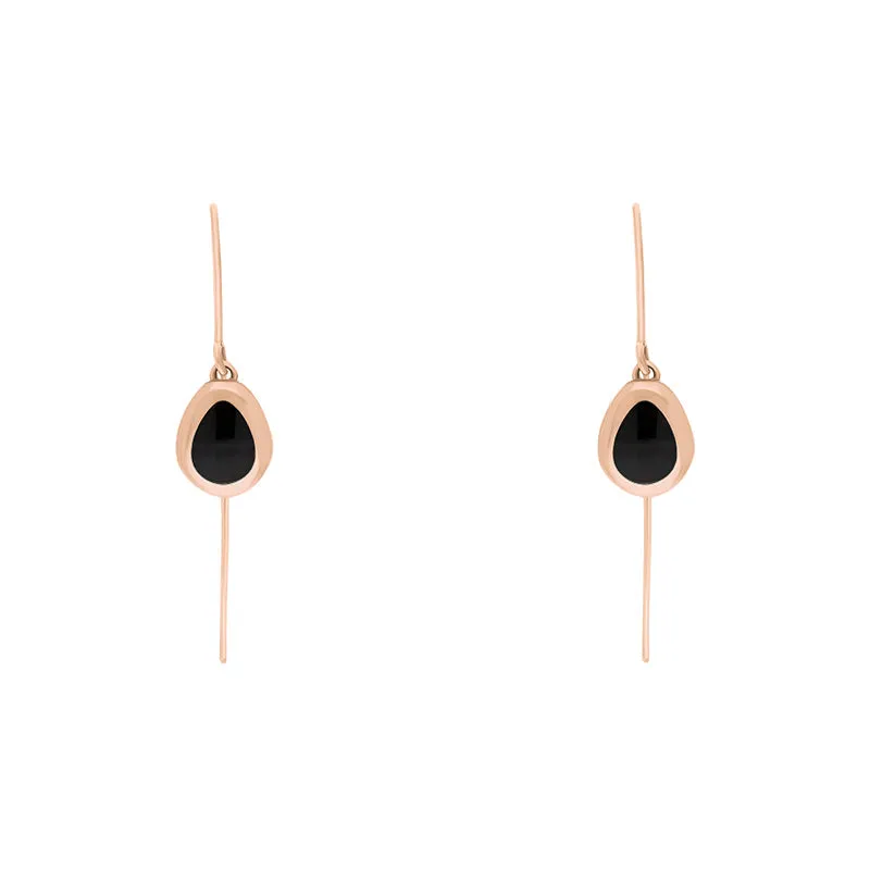9ct Rose Gold Whitby Jet Cross Disc Drop Earrings sold by Jura Watches product image thumbnail 2