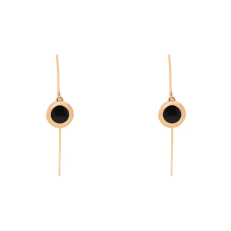 9ct Rose Gold Whitby Jet Heart Disc Drop Earrings sold by Jura Watches product image thumbnail 2