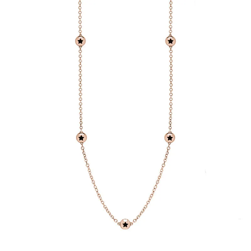 9ct Rose Gold Whitby Jet Star Link Disc Chain Necklace sold by Jura Watches