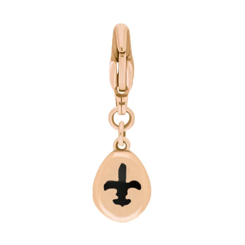 9ct Rose Gold Whitby Jet Pear Shaped Fleur De Lis Clip Charm sold by Jura Watches