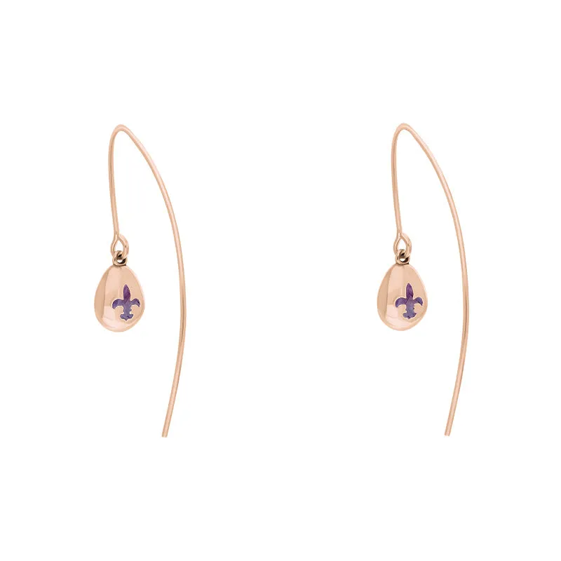 9ct Rose Gold Blue John Fleur De Lis Disc Drop Earrings sold by Jura Watches