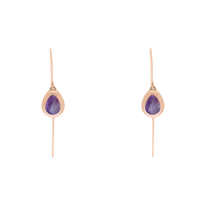 9ct Rose Gold Blue John Fleur De Lis Disc Drop Earrings sold by Jura Watches product image thumbnail 2