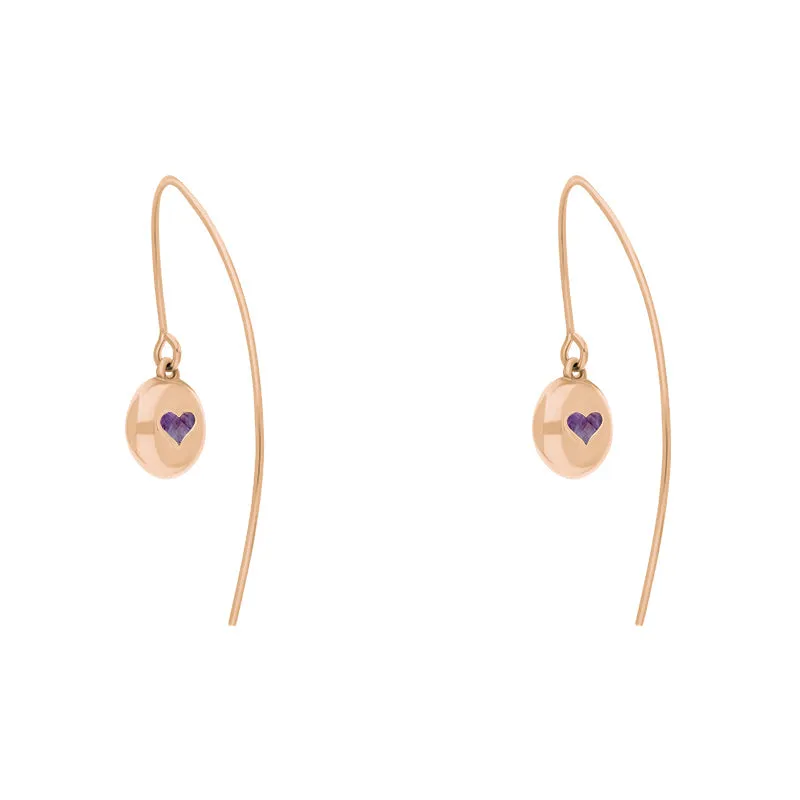 9ct Rose Gold Blue John Heart Disc Drop Earrings sold by Jura Watches