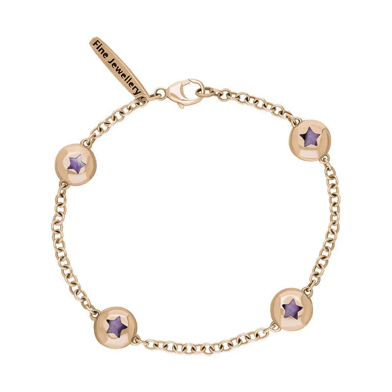 9ct Rose Gold Blue John Oval Star Detail Four Stone Bracelet sold by Jura Watches