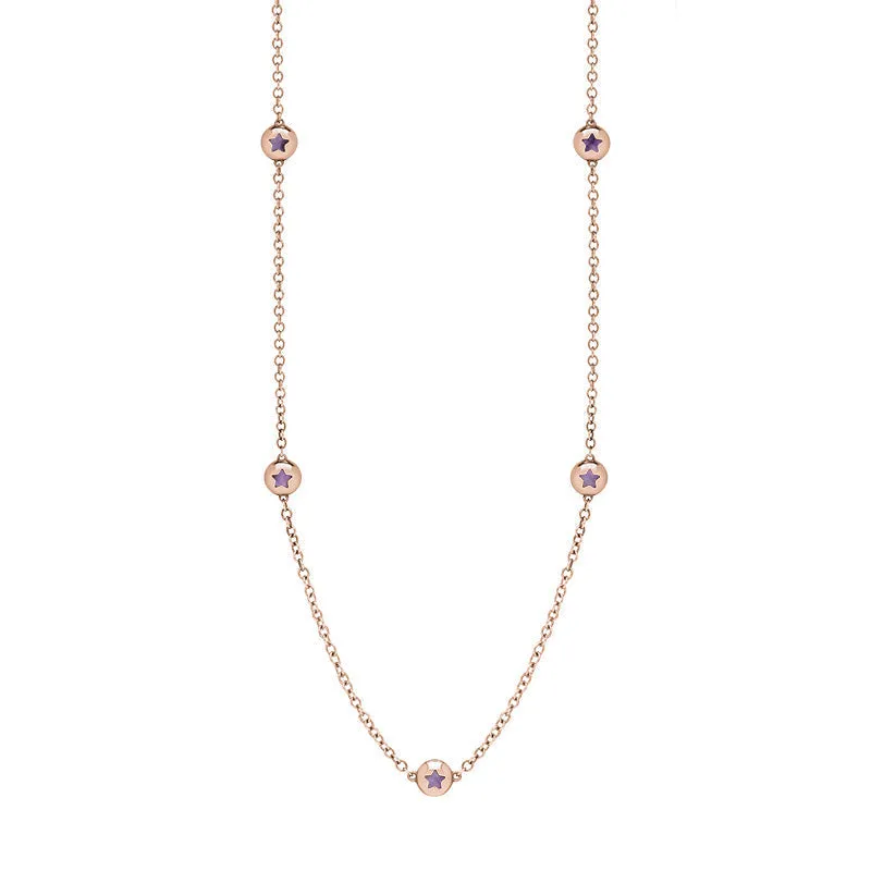 9ct Rose Gold Blue John Star Link Disc Chain Necklace sold by Jura Watches