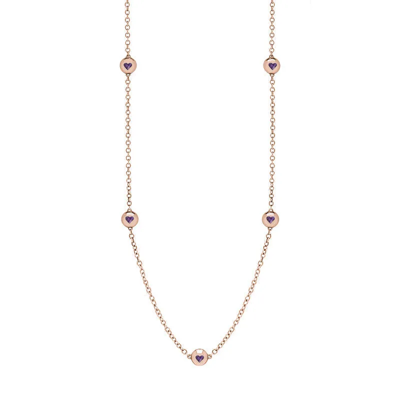 9ct Rose Gold Blue John Heart Link Disc Chain Necklace sold by Jura Watches