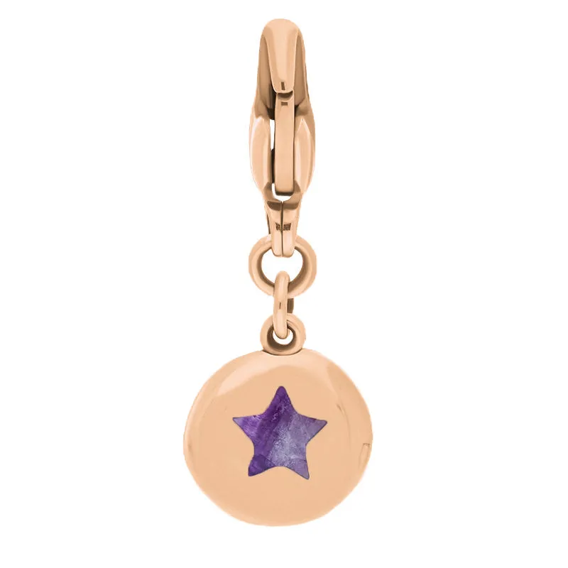 9ct Rose Gold Blue John Round Shaped Star Clip Charm sold by Jura Watches