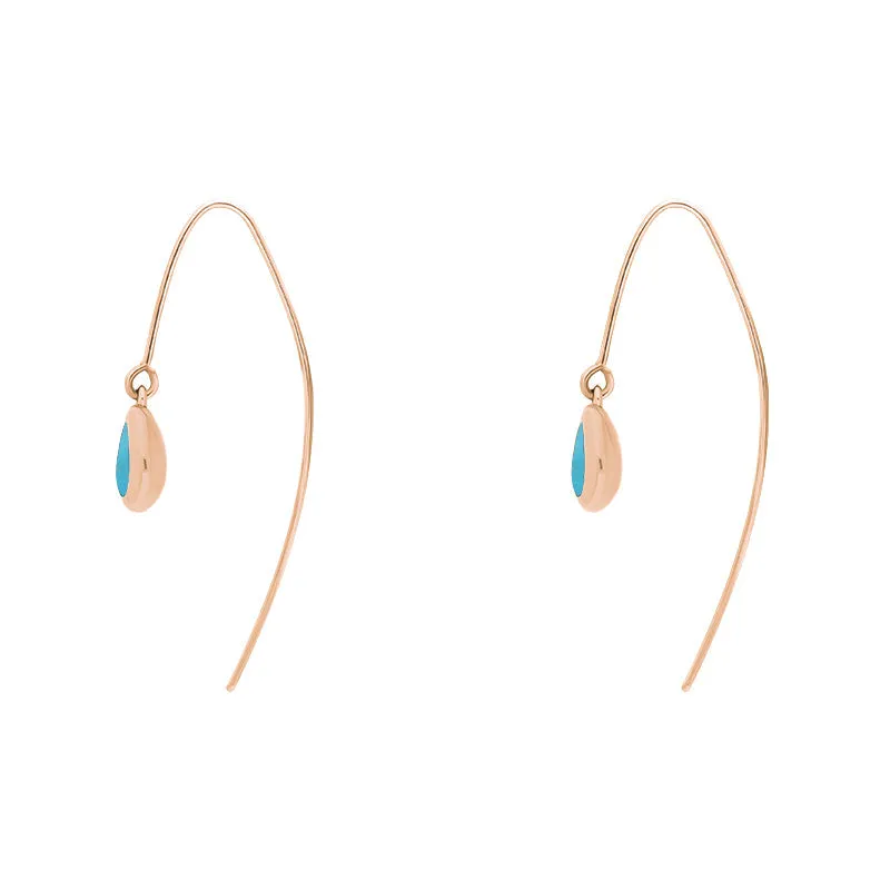 9ct Rose Gold Turquoise Fleur De Lis Disc Drop Earrings sold by Jura Watches product image thumbnail 3