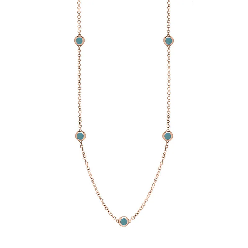 9ct Rose Gold Turquoise Star Link Disc Chain Necklace sold by Jura Watches product image thumbnail 2