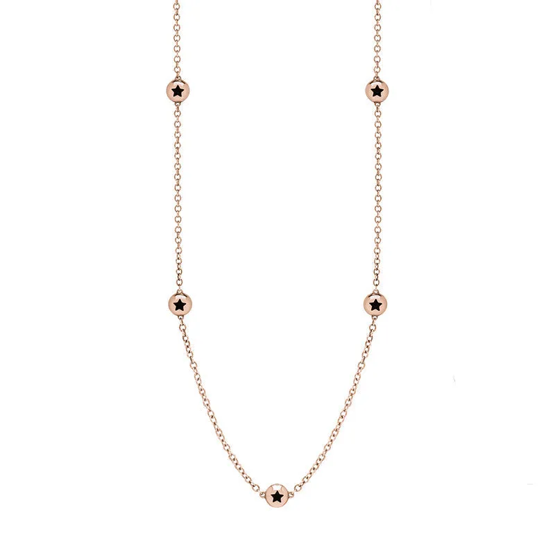 18ct Rose Gold Whitby Jet Star Link Disc Chain Necklace sold by Jura Watches