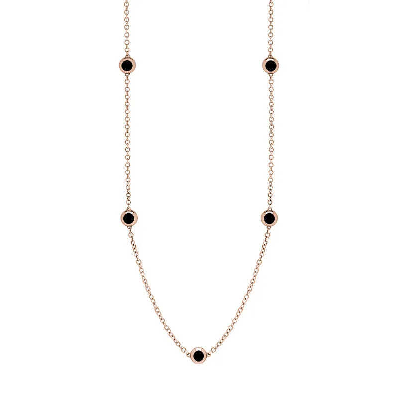 18ct Rose Gold Whitby Jet Star Link Disc Chain Necklace sold by Jura Watches product image thumbnail 2