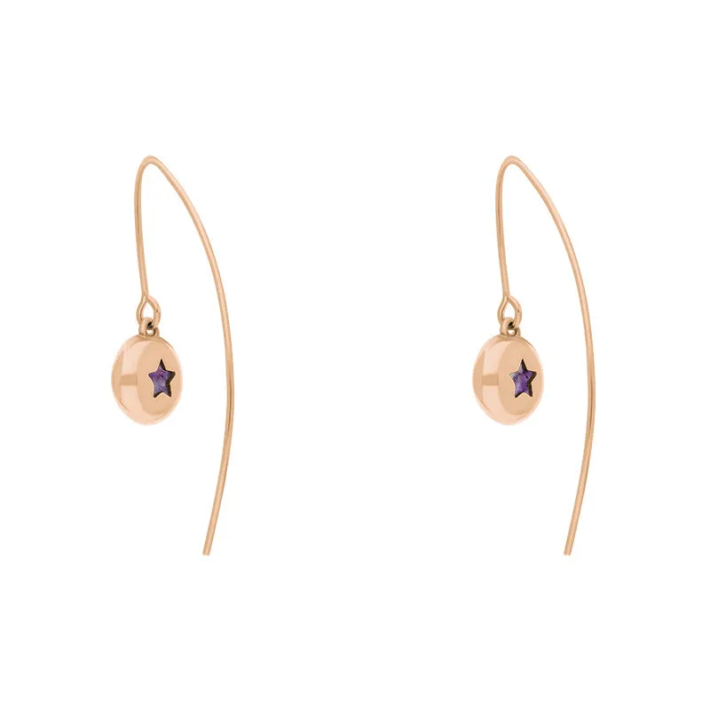 18ct Rose Gold Blue John Star Disc Drop Earrings sold by Jura Watches
