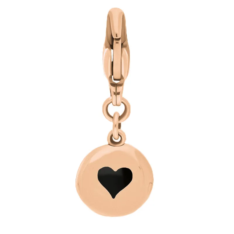 18ct Rose Gold Whitby Jet Round Shaped Heart Clip Charm sold by Jura Watches
