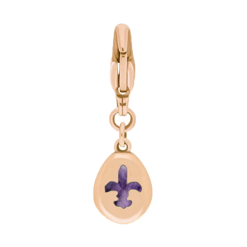 18ct Rose Gold Blue John Pear Shaped Fleur De Lis Clip Charm sold by Jura Watches