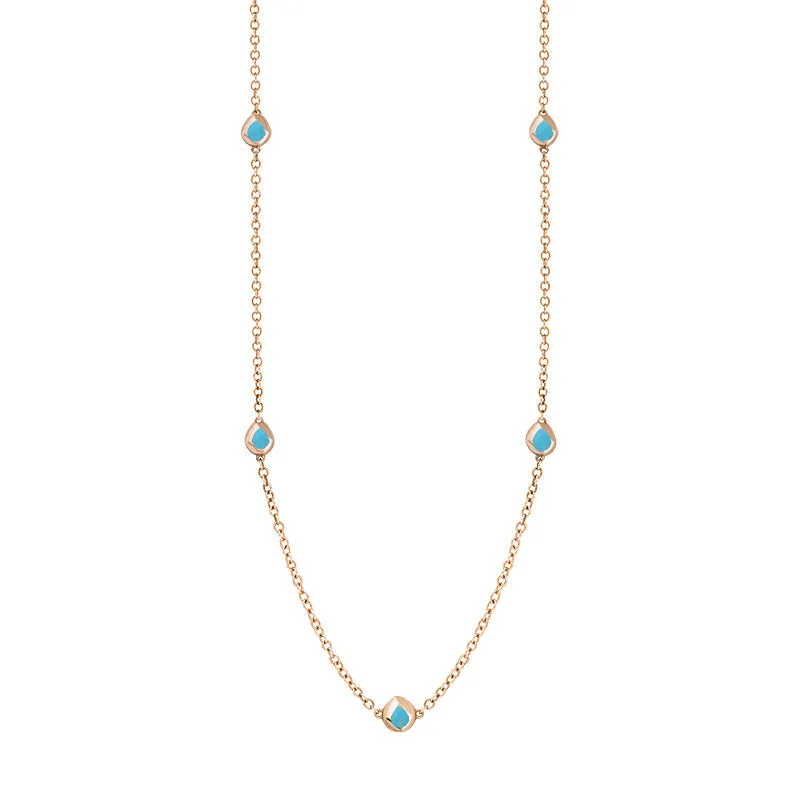 18ct Rose Gold Turquoise Fleur De Lis Link Disc Chain Necklace sold by Jura Watches product image thumbnail 2