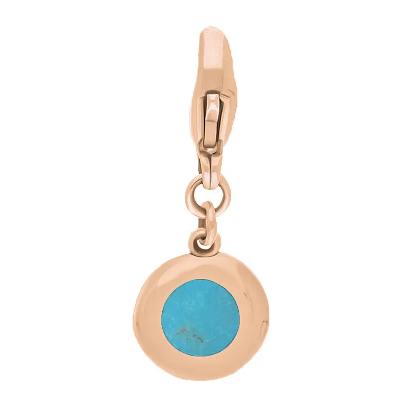 18ct Rose Gold Turquoise Round Shaped Heart Clip Charm sold by Jura Watches product image thumbnail 2