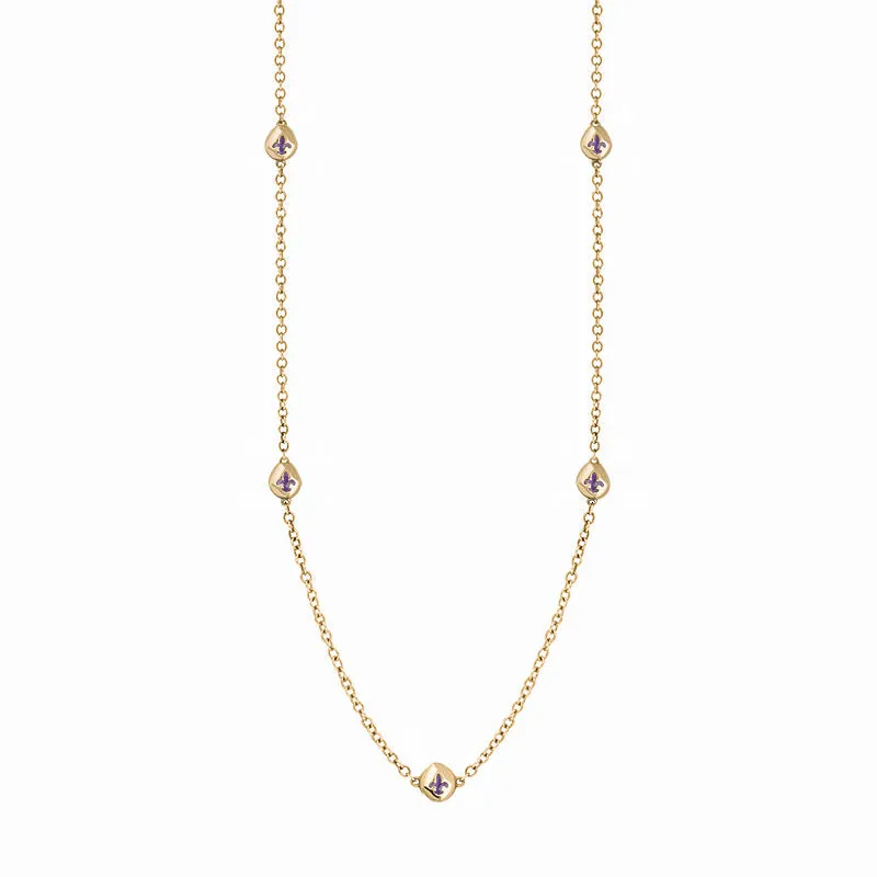 18ct Yellow Gold Blue John Fleur De Lis Link Disc Chain Necklace sold by Jura Watches