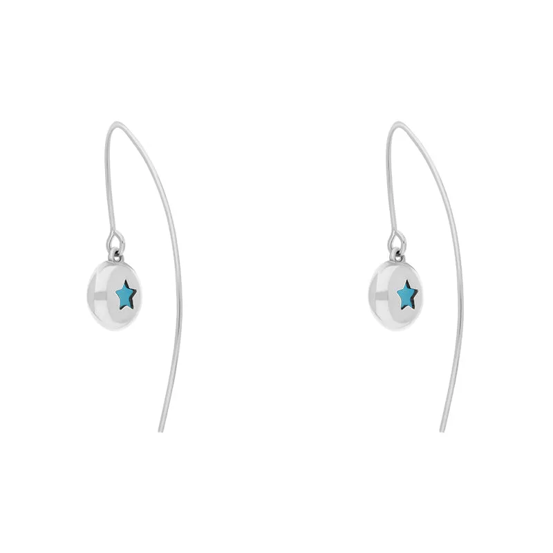Sterling Silver Turquoise Star Disc Drop Earrings sold by Jura Watches