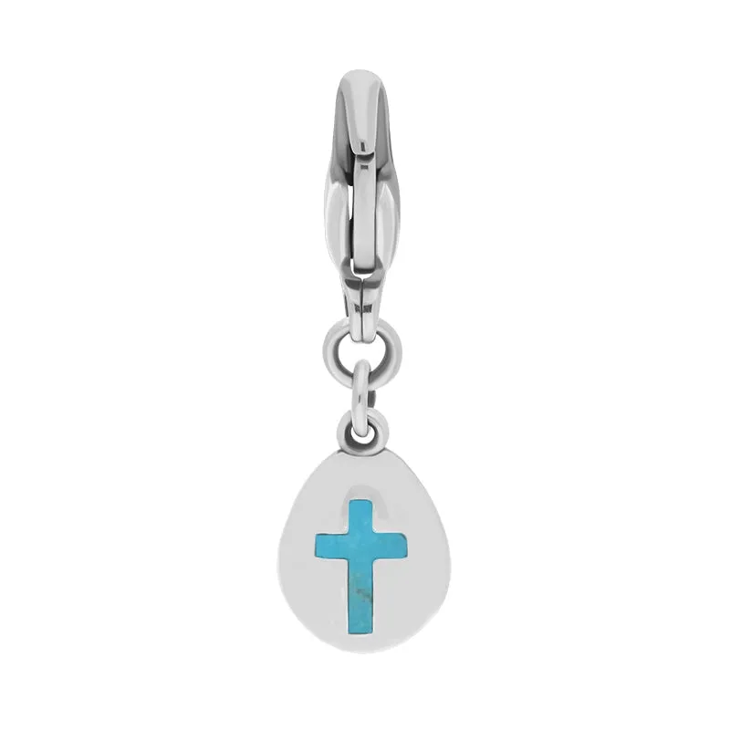 Sterling Silver Turquoise Pear Shaped Cross Clip Charm sold by Jura Watches