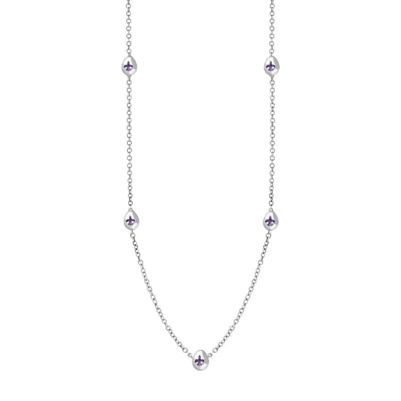 Sterling Silver Blue John Fleur De Lis Link Disc Chain Necklace sold by Jura Watches