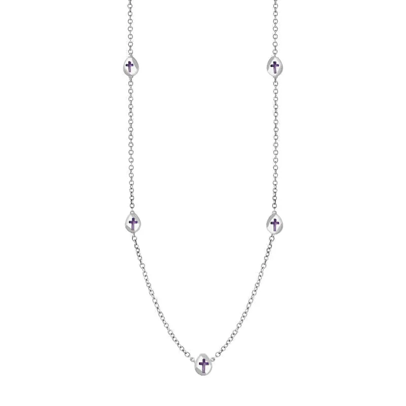 Sterling Silver Blue John Cross Link Disc Chain Necklace sold by Jura Watches