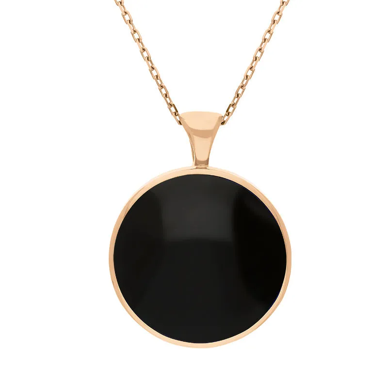 18ct Rose Gold Whitby Jet Malachite Large Double Sided Round Fob Necklace sold by Jura Watches product image thumbnail 2