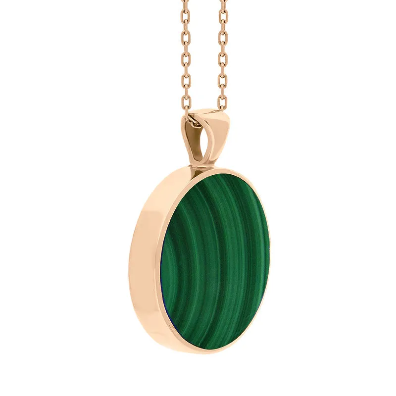 18ct Rose Gold Whitby Jet Malachite Large Double Sided Round Fob Necklace sold by Jura Watches product image thumbnail 3