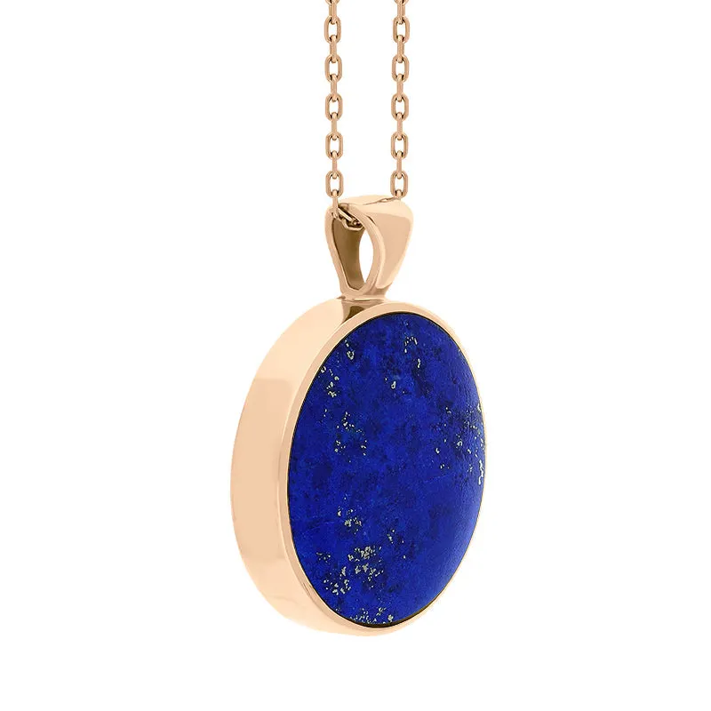 9ct Rose Gold Whitby Jet Lapis Lazuli Large Double Sided Round Fob Necklace sold by Jura Watches product image thumbnail 3
