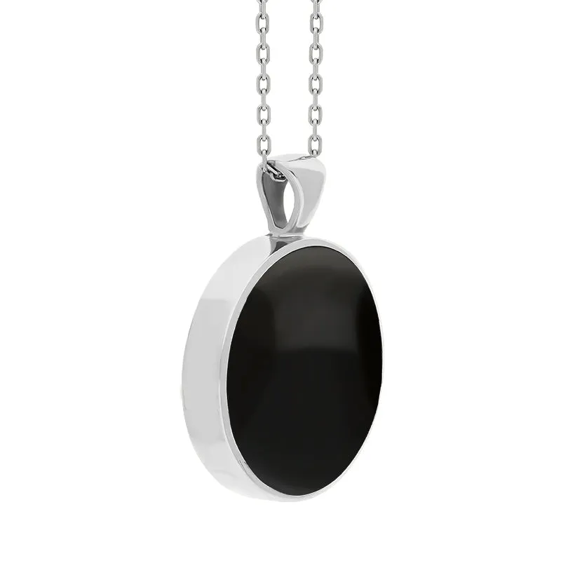 18ct White Gold Whitby Jet Turquoise Large Double Sided Round Fob Necklace sold by Jura Watches product image thumbnail 3