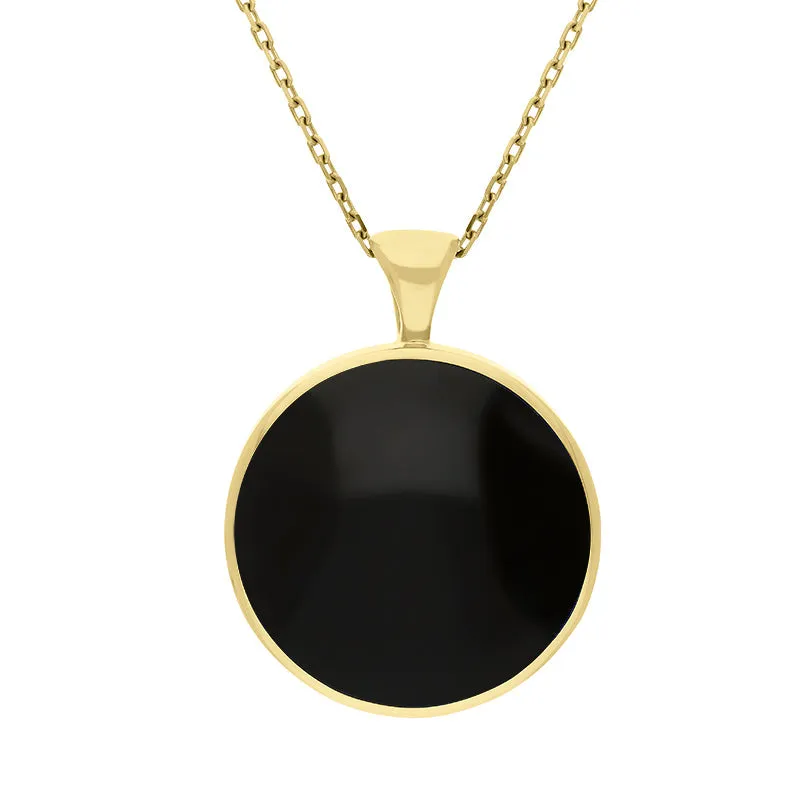 18ct Yellow Gold Blue John Whitby Jet Large Double Sided Round Fob Necklace sold by Jura Watches