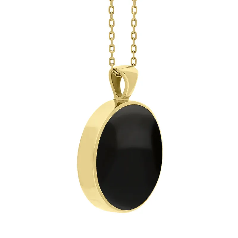 18ct Yellow Gold Whitby Jet Turquoise Large Double Sided Round Fob Necklace sold by Jura Watches product image thumbnail 3