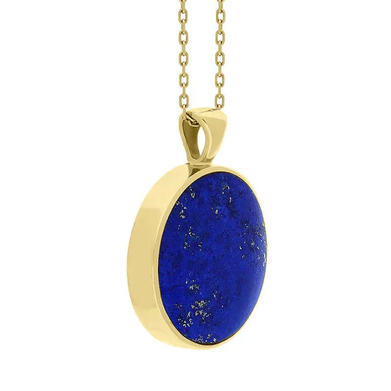 9ct Yellow Gold Whitby Jet Lapis Lazuli Large Double Sided Round Fob Necklace sold by Jura Watches product image thumbnail 3
