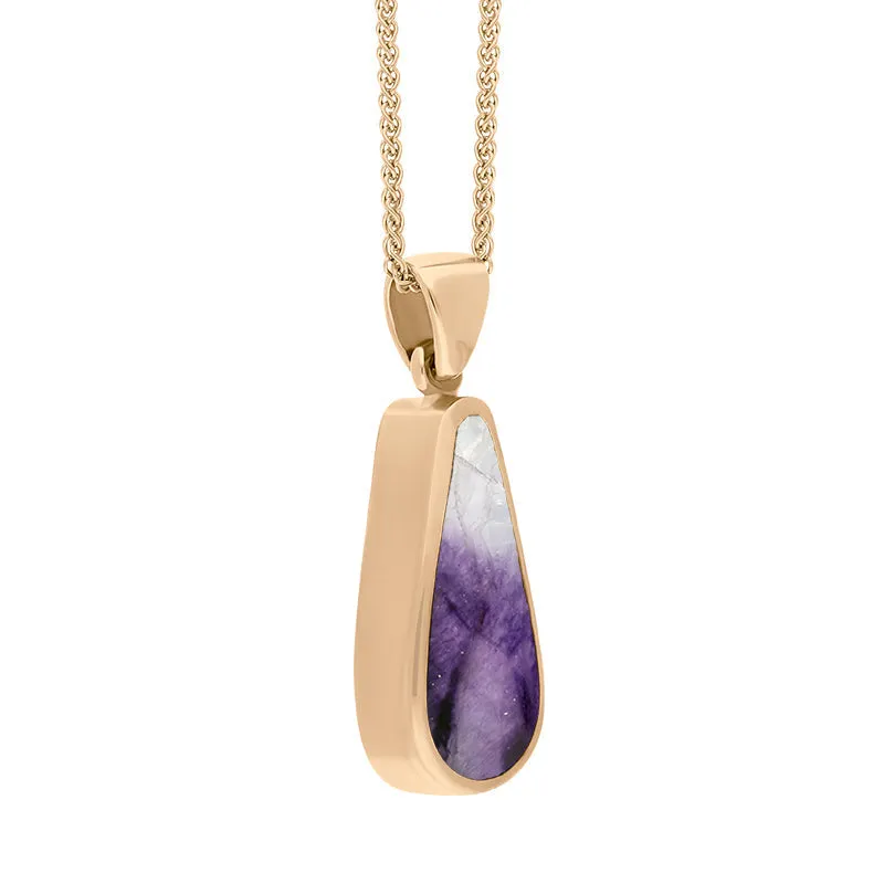 18ct Rose Gold Blue John Mother Of Pearl Small Double Sided Pear Cut Fob Necklace sold by Jura Watches product image thumbnail 3