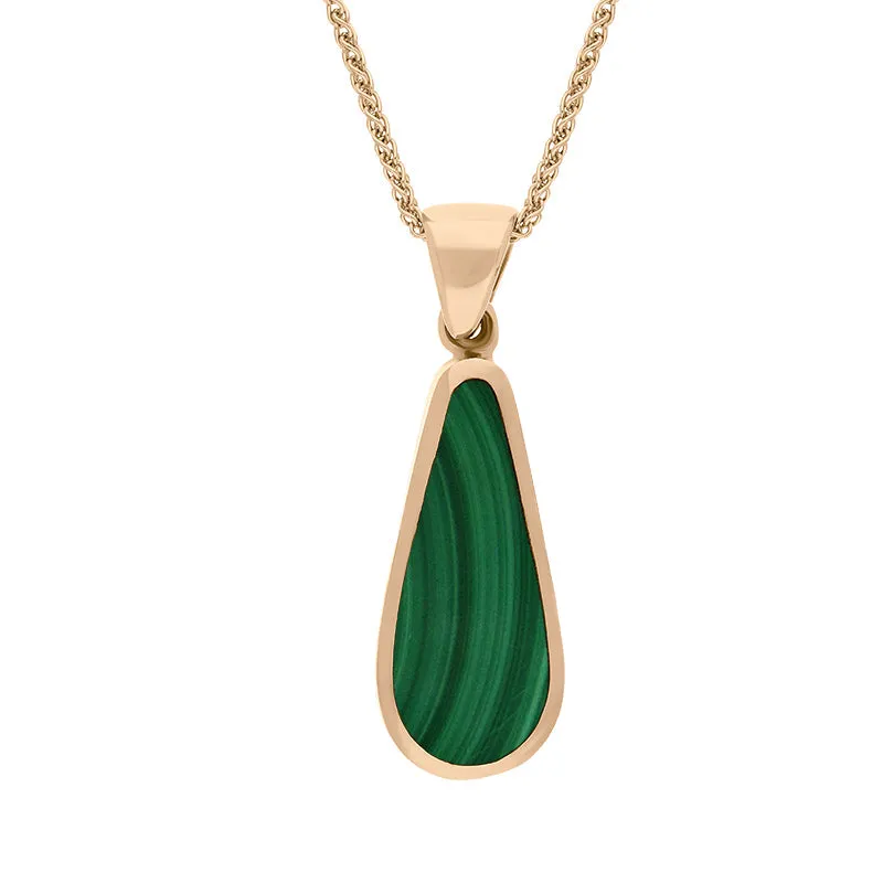 18ct Rose Gold Whitby Jet Malachite Small Double Sided Pear Cut Fob Necklace sold by Jura Watches