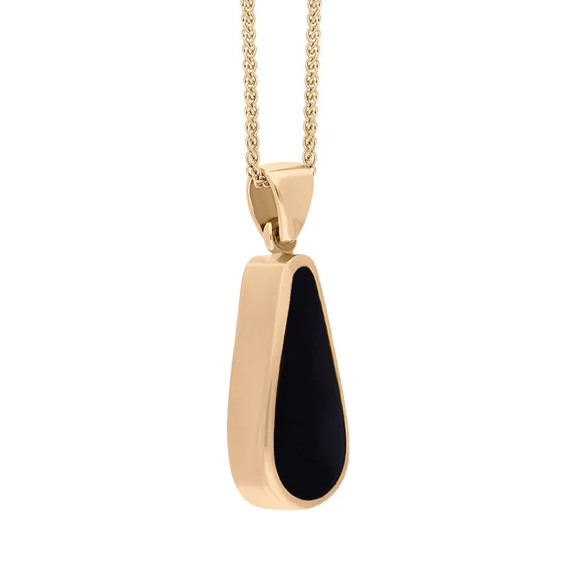 18ct Rose Gold Whitby Jet Turquoise Small Double Sided Pear Cut Fob Necklace sold by Jura Watches product image thumbnail 3