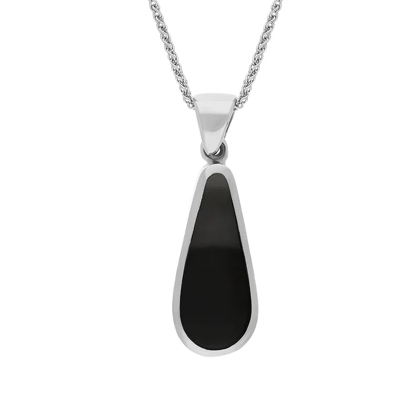 18ct White Gold Whitby Jet Turquoise Small Double Sided Pear Cut Fob Necklace sold by Jura Watches product image thumbnail 2