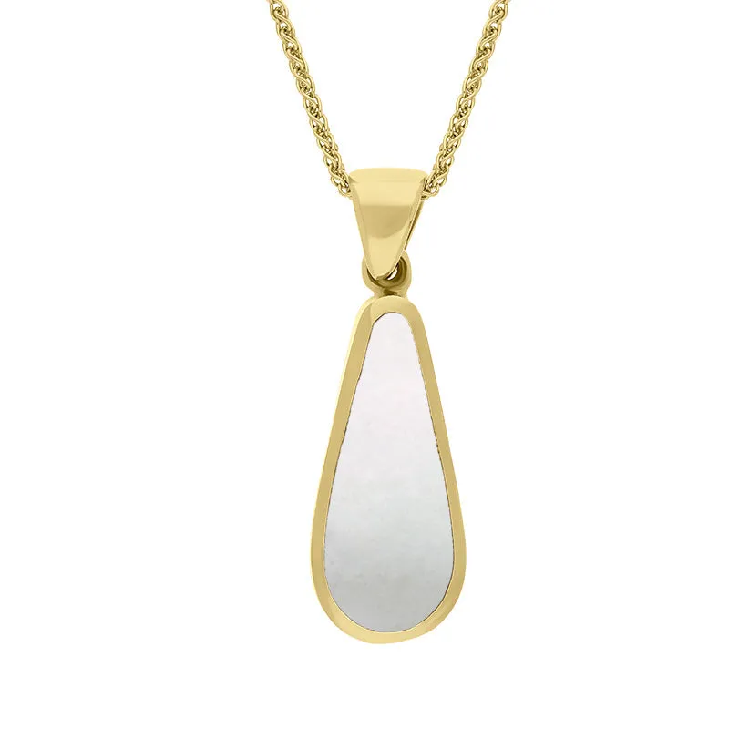 9ct Yellow Gold Blue John Mother Of Pearl Small Double Sided Pear Cut Fob Necklace sold by Jura Watches product image thumbnail 2