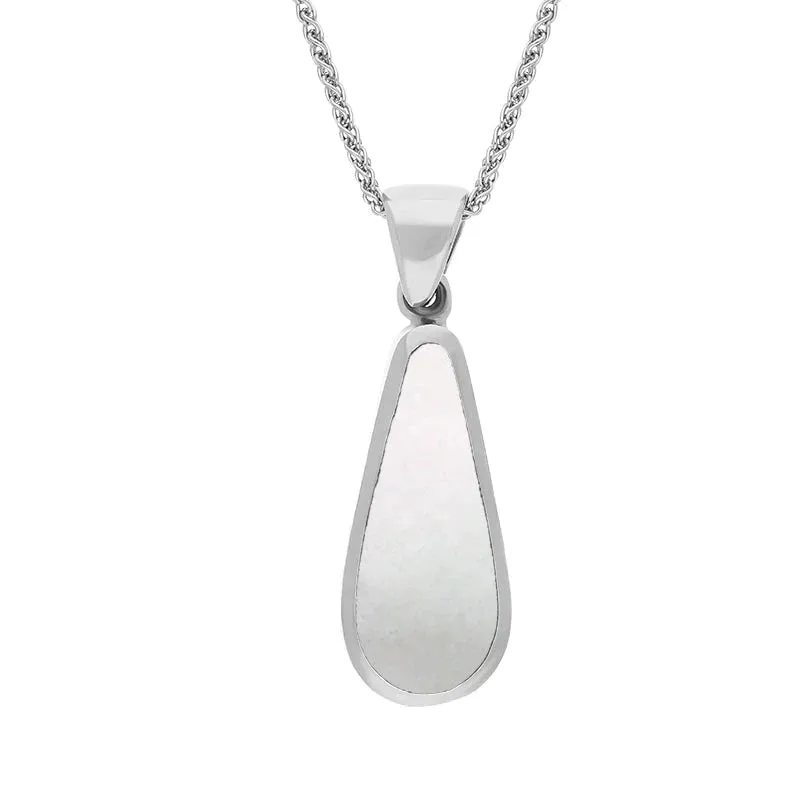 Sterling Silver Whitby Jet Mother Of Pearl Small Double Sided Pear Cut Fob Necklace sold by Jura Watches