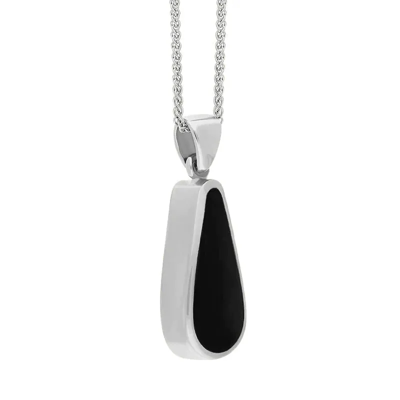 Sterling Silver Whitby Jet Turquoise Small Double Sided Pear Cut Fob Necklace sold by Jura Watches product image thumbnail 3