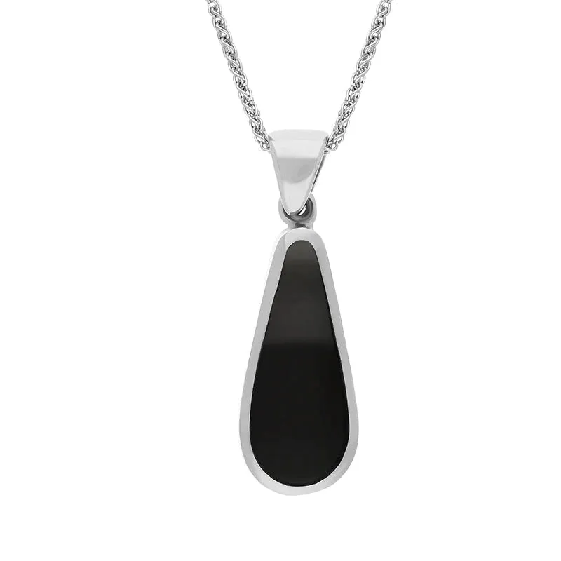 Sterling Silver Whitby Jet Turquoise Small Double Sided Pear Cut Fob Necklace sold by Jura Watches product image thumbnail 2
