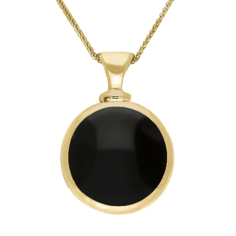 9ct Yellow Gold Whitby Jet Aquamarine Double Sided Round Dinky Fob Necklace sold by Jura Watches product image thumbnail 2