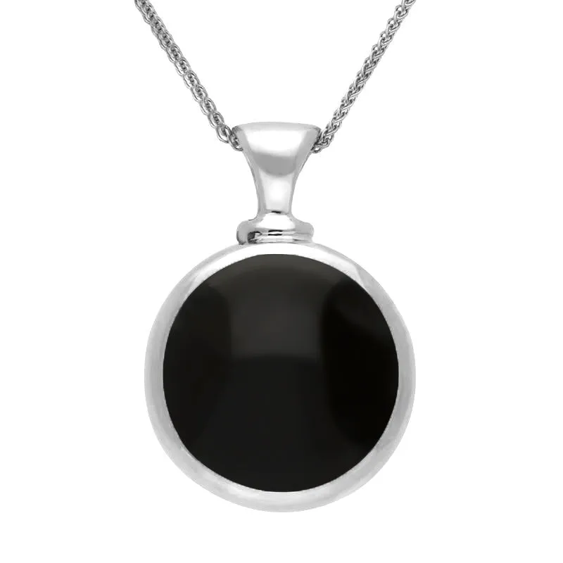9ct White Gold Whitby Jet Lapis Lazuli Double Sided Round Dinky Fob Necklace sold by Jura Watches product image thumbnail 2