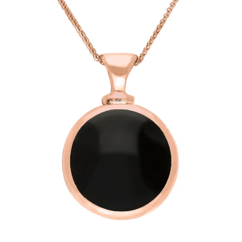 9ct Rose Gold Whitby Jet Lapis Lazuli Double Sided Round Dinky Fob Necklace sold by Jura Watches product image thumbnail 2