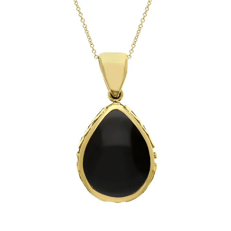 9ct Yellow Gold Whitby Jet Turquoise Double Sided Celtic Pear Cut Fob Necklace sold by Jura Watches product image thumbnail 2